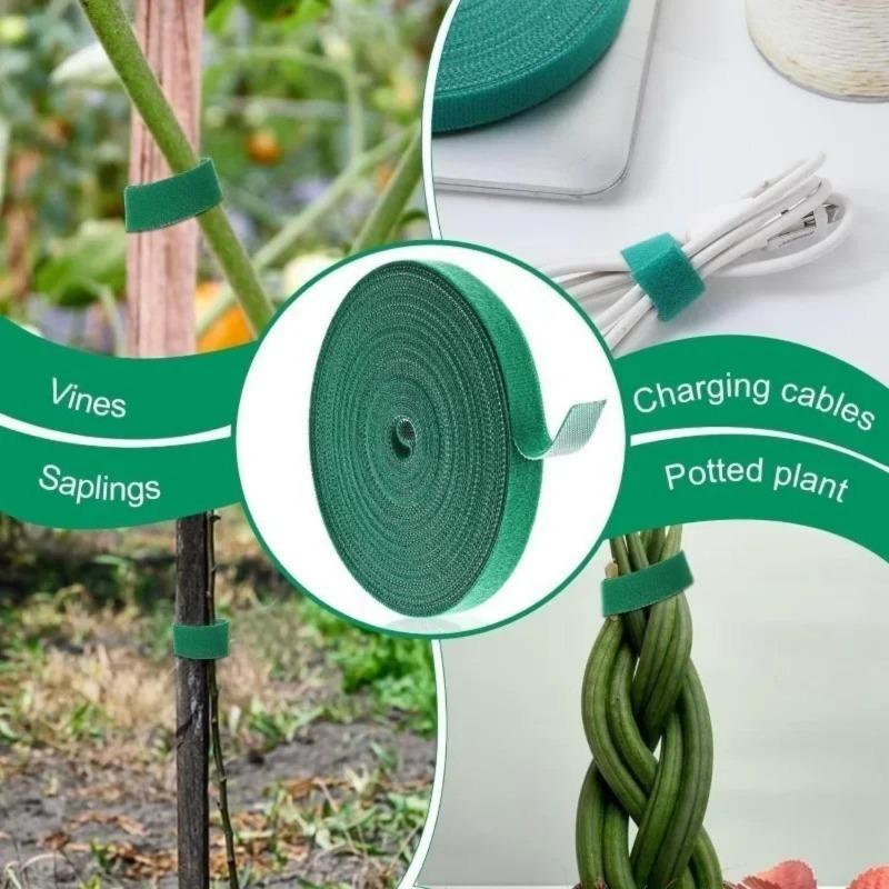 10mm*500mm/1Roll Self Adhesive Plant Nylon Cable Tie Adjustable Green Plant Hook Loop Support Twine Bandage Fasteners Tape Strips Garden Supplies