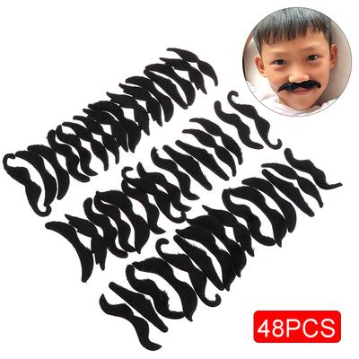 48pcs/set Fake Beard Funny Costume Pirate Party Mustache Cosplay Fake Moustache For Kids Adult Halloween Party Decoration