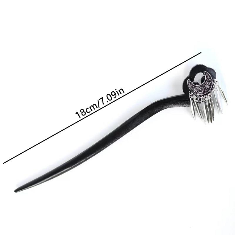 1pc Fashion Chinese Style Ancient Style Auspicious Moon Tassel Ladies Wooden Hairpin Hanfu Qipao Dished Hair Versatile Headwear