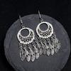 Retro Tibetan silver fringed earrings women's long temperament versatile earrings fashion personality vacation earrings