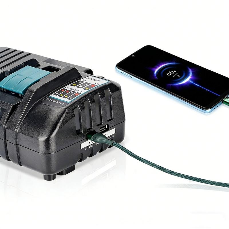 8A Battery Chargers for BL1830 BL1840 BL1850 14.4V-18V 4 Ports Battery Rapid Chargers with Double USB Port Indicator