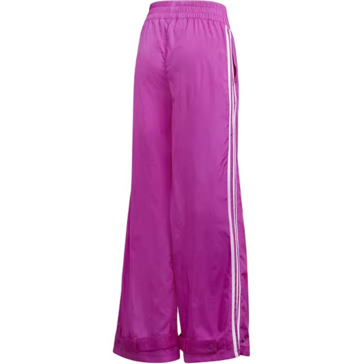 Adidas Originals Vintage Logo Embroidered Color Block Striped Wide Leg Loose Fit Sports Casual Pants Women Pants Purple FL4061