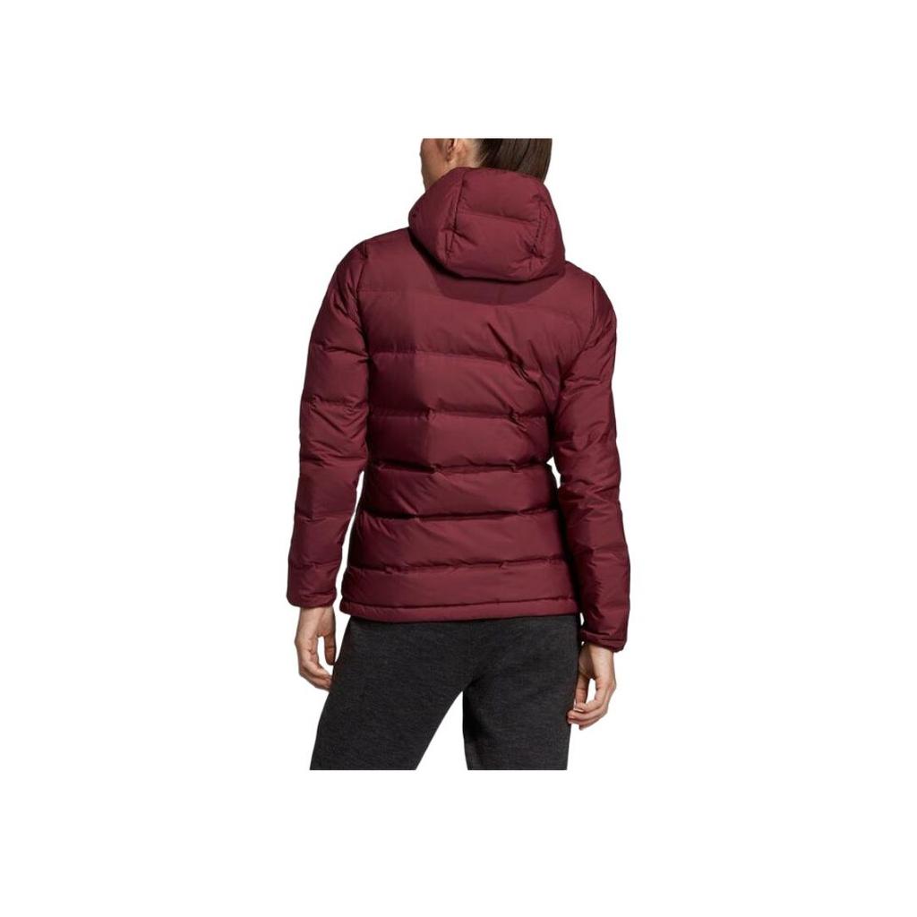 Adidas Solid Color Casual Zip-Up Hooded Long Sleeve Lightweight Warm Down Jacket Women Outerwear Dark-Purple DZ1495