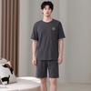 Pajamas men's summer pure cotton 1011 new short-sleeved five-point pants plus size heroic loungewear summer