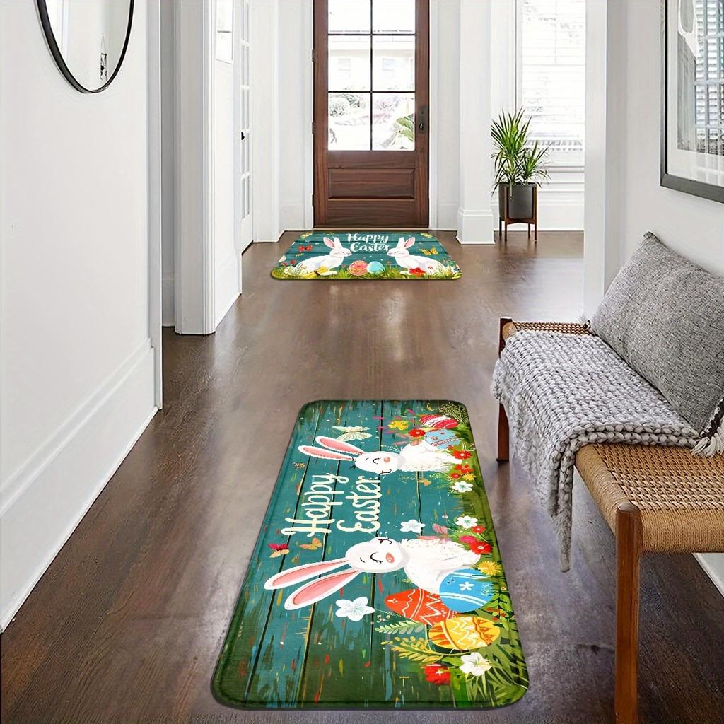 1Pcs Festive Easter Bunny Print Waterproof Non-Slip Thick Cushioned Kitchen Mat Heavy Duty Comfort Standing Mat for Kitchen Bathroom