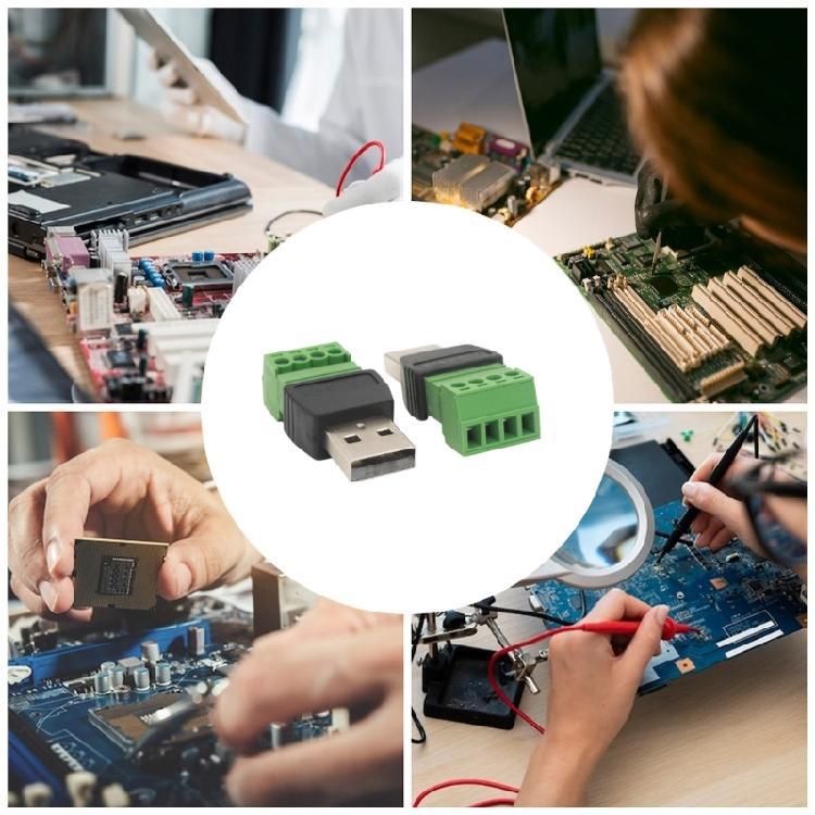 USB 2.0 A Male Screw Terminals Adapter Converter Solderless Design For Data Extension And DIY Applications for Installers