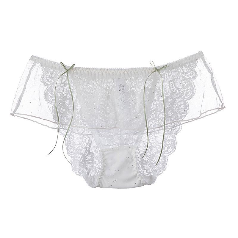 Perspective Sexy Mesh Lace Panties Mid Waist Triangle Women's Panties