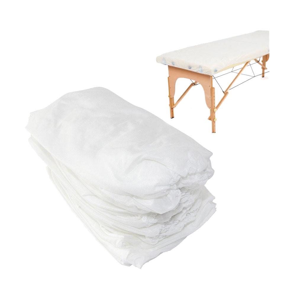 Disposable Fitted Sheet 80cm x 200cm White Nonwoven Fabric 15G 10 Pcs