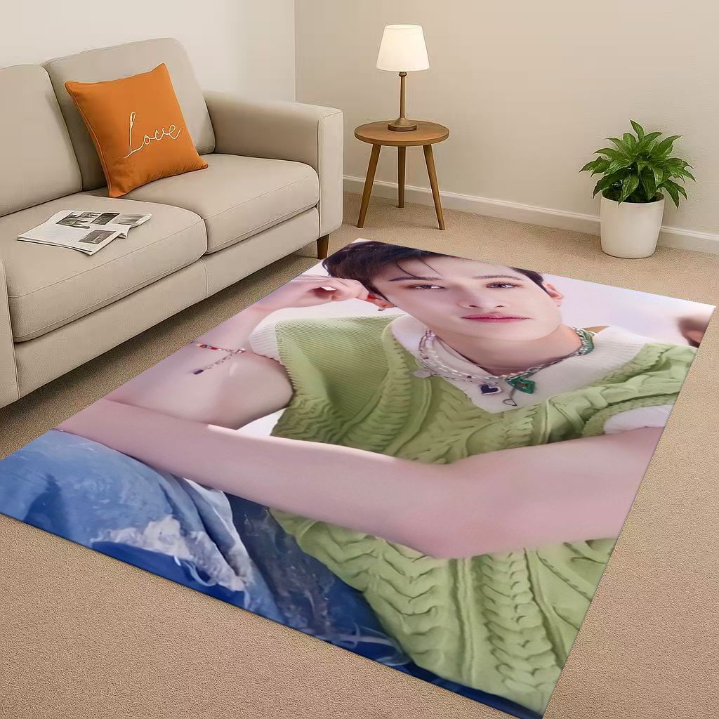 3D Kpop Bang Chan,lee Know Star Living Room Non-Slip Area Rug Carpet for Bedroom Playroom Sofa,Easy Clean Home Decor Doormat
