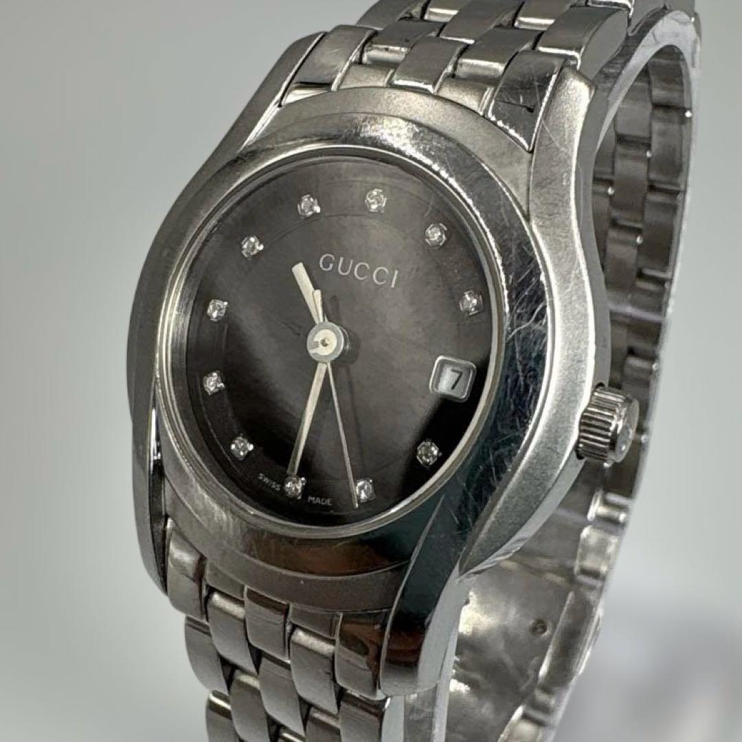 Used Operation GUCCI watch ladies 5500L 11P diamond black date