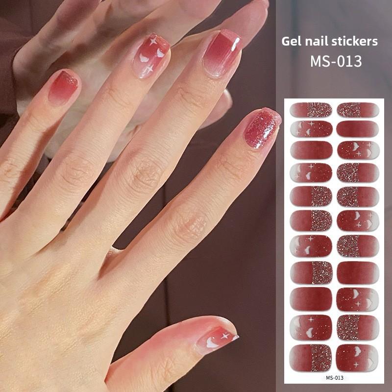 Neue glitzernde ultradünne Nagelaufkleber einfarbig wasserfest Ölfilm Nagelaufkleber