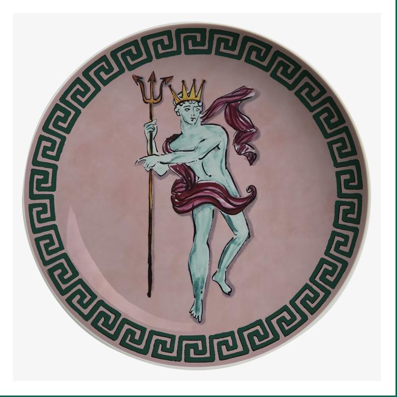 Italian Ginori 1735 Poseidon Tour Plate Ceramic Decorative Ornaments Dish Living Room Bedroom Background Wall Hanging Plate