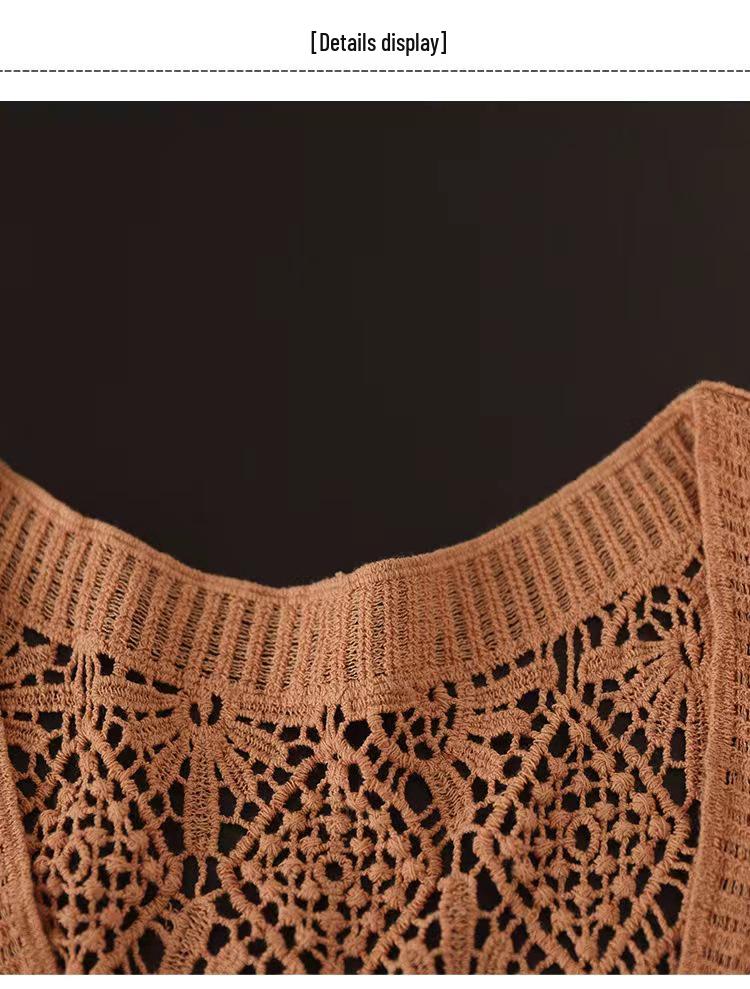 Women's Retro Knitted Sleeveless Cardigan: Hollow Out Vest for Spring, Summer, and Autumn - Loose Plus Size Fashion Top