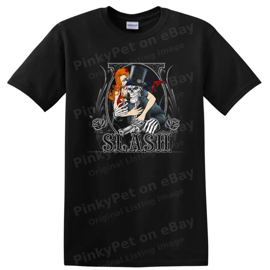 Slash Rock Metal Guitarist T Shirt Devil Horns Portrait Tee