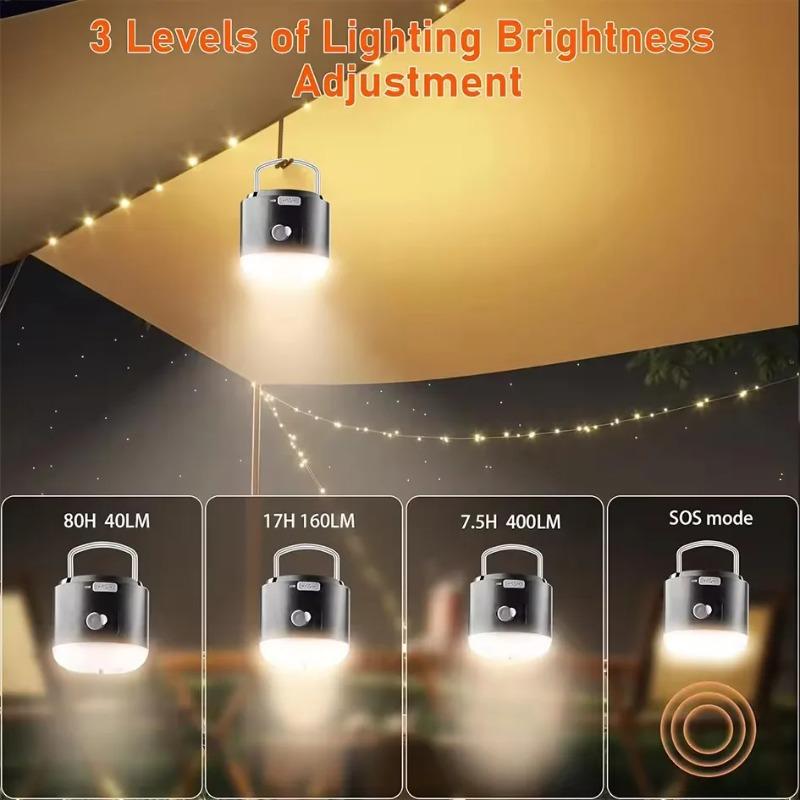 2-in-1 Camping Tent Light With Fan 4 Lighting Modes Spray Function IPX7 Waterproof Rechargeable Mini Light LED Camping Lantern