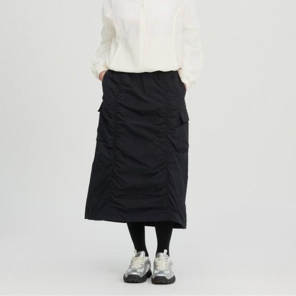 Fila Women Lightweight Taffeta Cargo Pocket Long Skirt Fs2skh2151f blacks/W70