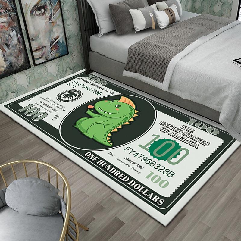 Creative Dollar Coins Cartoon Pattern Carpet Cat and Mouse Personalized Study Floor Mat Footwear Home Decoration