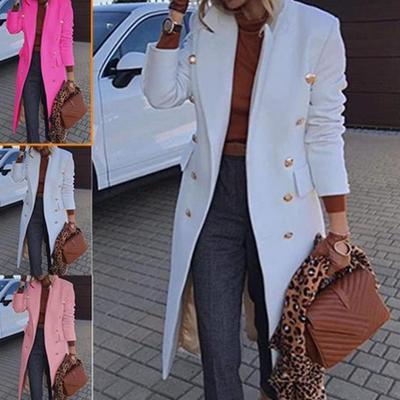 Women's European and American Mid-length Double-breasted Woolen Coat - Autumn and Winter Collection 2024