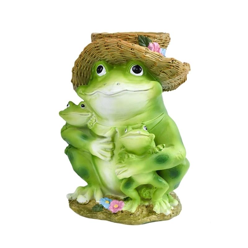 Frogs Statue Bird Feeder Resin Figurine for Garden and Terraces Outdoor Backyard Decorative Statue Bird Feeding Station
