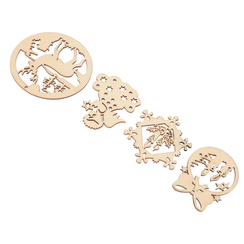 Wood Cutouts Boxwood DIY Making Retro Holiday Theme Christmas Tree Hanging Ornament for Home