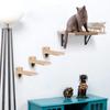 Katzen Futterregal mit 2 Edelstahlnäpfen Holzstange Geeignet für Kätzchen Spielen Schlafen Fressen Haustier Wandmöbel