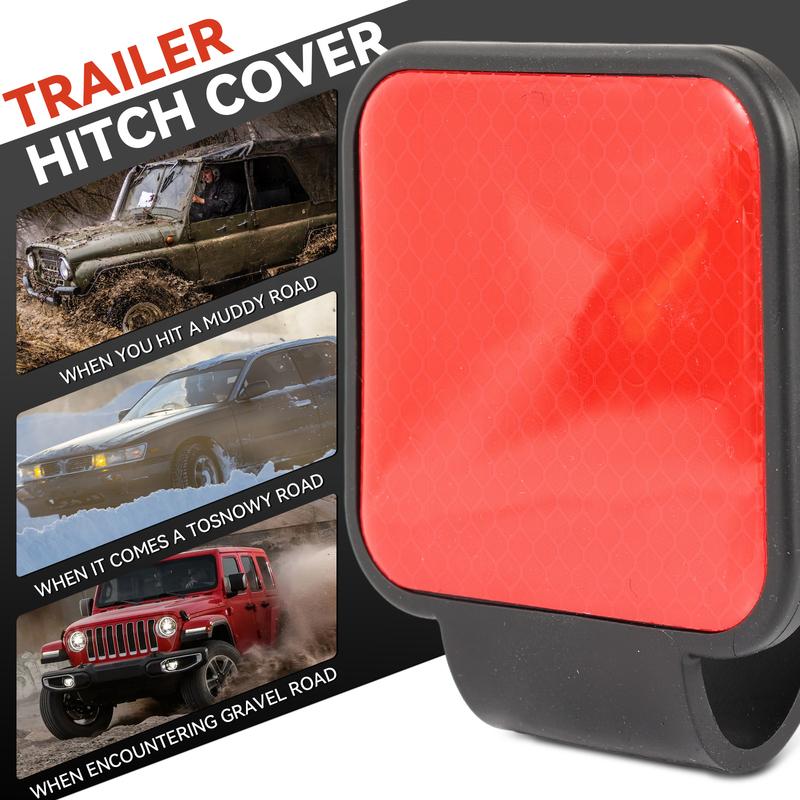 For Ford Toyota Jeep Nissan Chevrolet Ram Dodge 2'' Inch Safety Reflector Trailer Hitch Cover Tube Cap Plug Red for Receiver