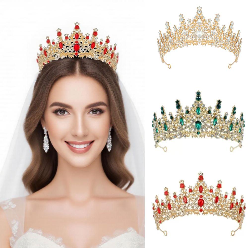 Shiny Ornament Baroque Queen Tiaras Hair Jewelry Bridal Headwear Rhinestone Diadem  Birthday Party