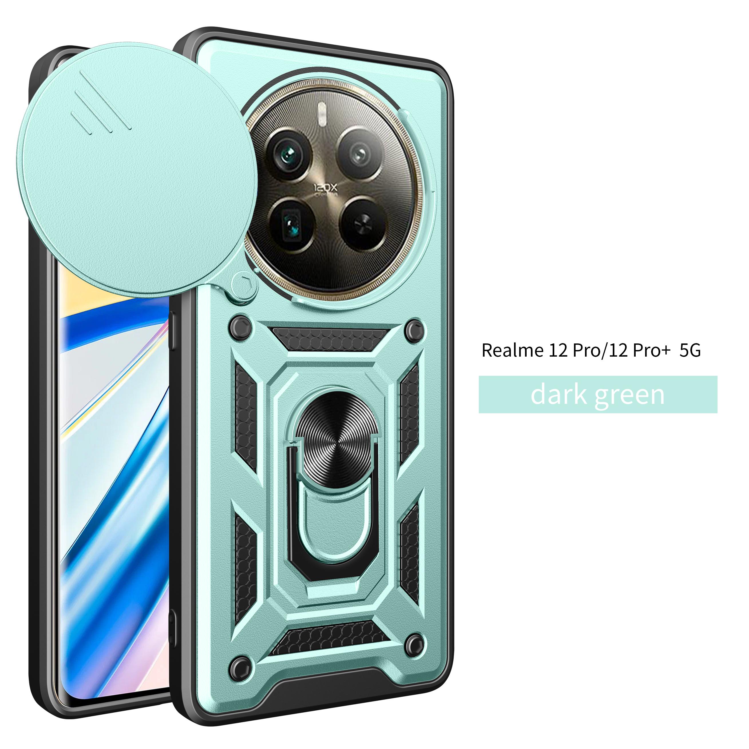 

For Realme 12 5G Case Realme 12 Plus Cover Realme 12 Pro + Magnetic Ring Holder Armor Phone Case Slide Camera Protect Back Cover realme 12+