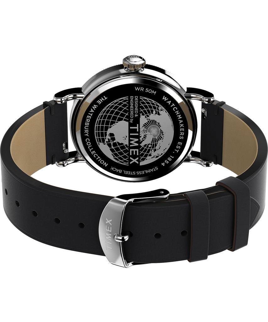Timex Men's Waterbury Traditional 40mm Watch - Black Strap Black Dial Silver Tone Case, Black