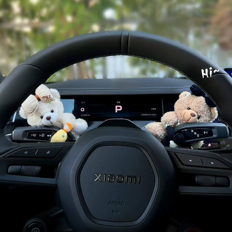 Car Interior Accessories Cute Bear Gear Shift Knob & Turn Signal Wiper Doll For Women