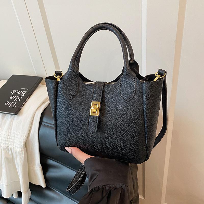 Premium lychee pattern tote bag women s summer new portable shoulder messenger bag versatile fashion bucket bag