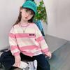 Girls Stylish Striped Sweatshirt Long Sleeve Pullover Top Casual Autumn Winter Kids Clothes