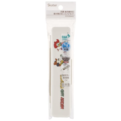 Skater Chopstick Spoon Combination Set 18cm Antibacterial Treated Lunch Box for Adults Comes with Silicone Cushion and Doesn't Make a Sound Made in Ja