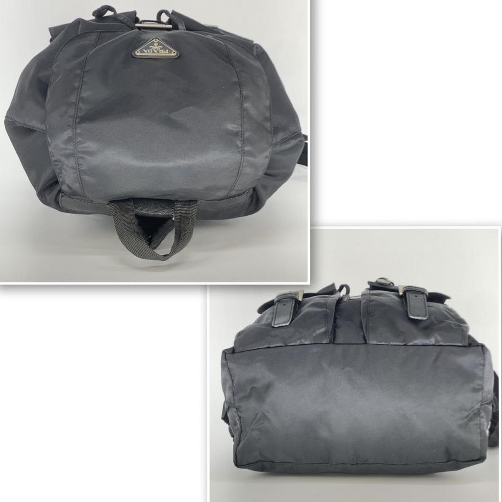 PRADA Rucksuck Backpack Daypack Tessuto Nylon Leather Silver Hardware Black Women's Triangle Logo Plate