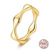 925 Sterling Silver Golden Wavy Band Ring Minimalist Organic Wave Texture Stackable Ring Dainty Modern Jewelry Gift for Women