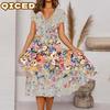 Mode Zomer Lente Korte Mouw V-Hals Casual Jurken