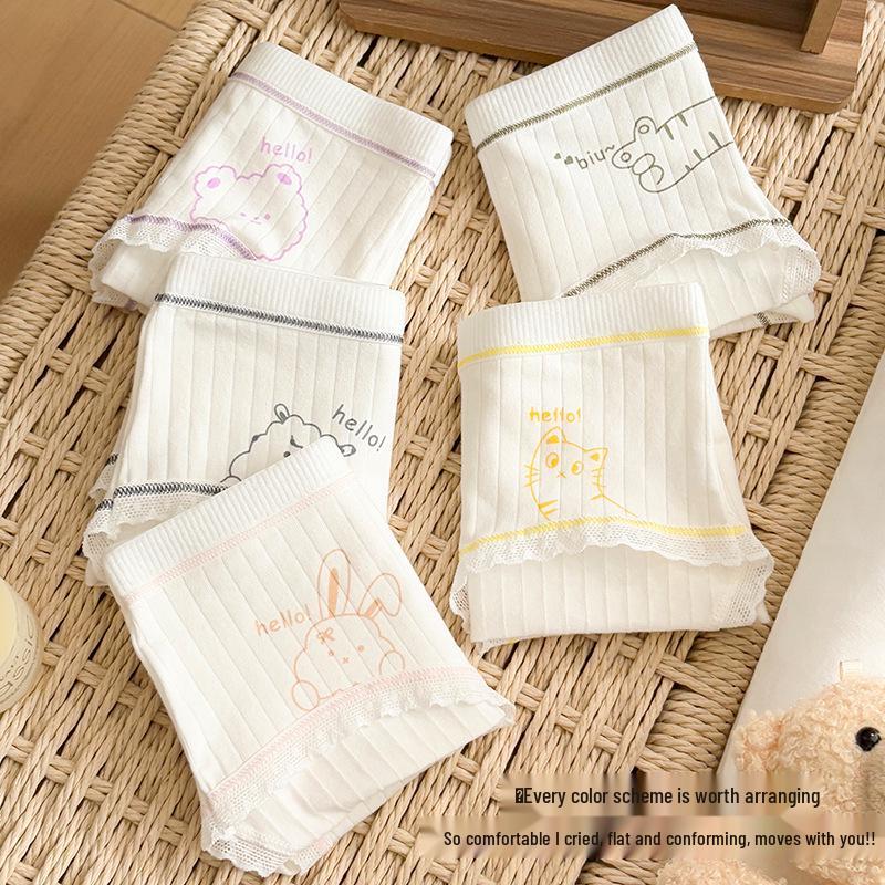 10A Antibacterial Soft Cotton Mid-Waist Girls' Briefs - Sweet, Cute, Comfortable & Skin-Friendly