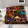 Book Dragon & Library Blanket Throw Blanket Naps Cozy Soft Flannel Blanket for Couch Bed Sofa Perfect Gift for Kids Home Decor