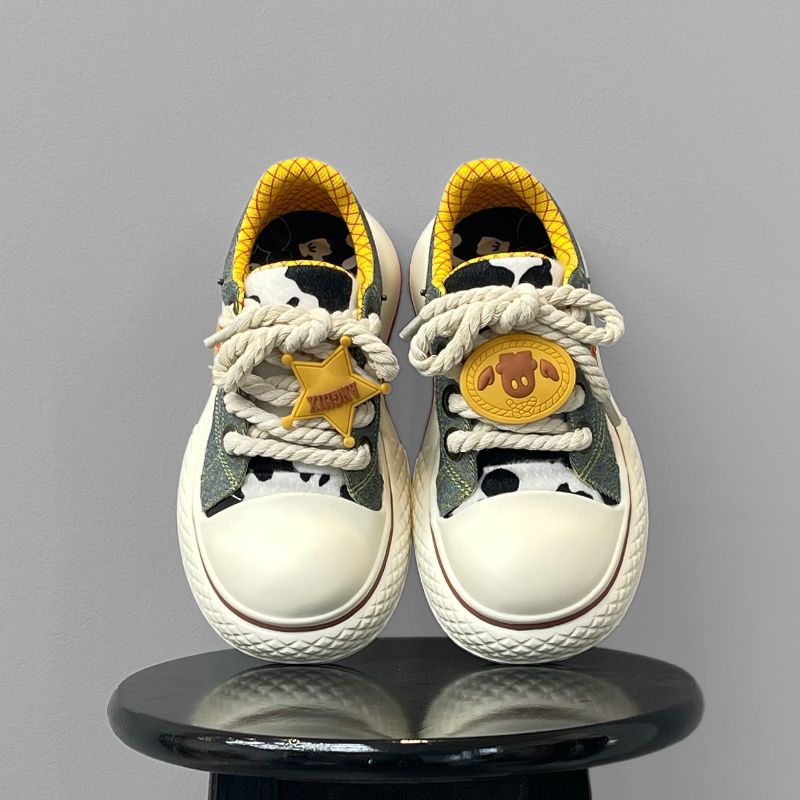 Canvas Women's Shoes Spring and Autumn Versatile Breathable Thick Soles Heightening Casual Board Shoes Big Head Shoes Couple Shoes