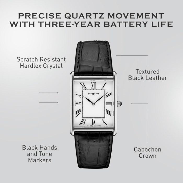 Seiko Essentials SWR049 Watch, Analog, Leather Strap