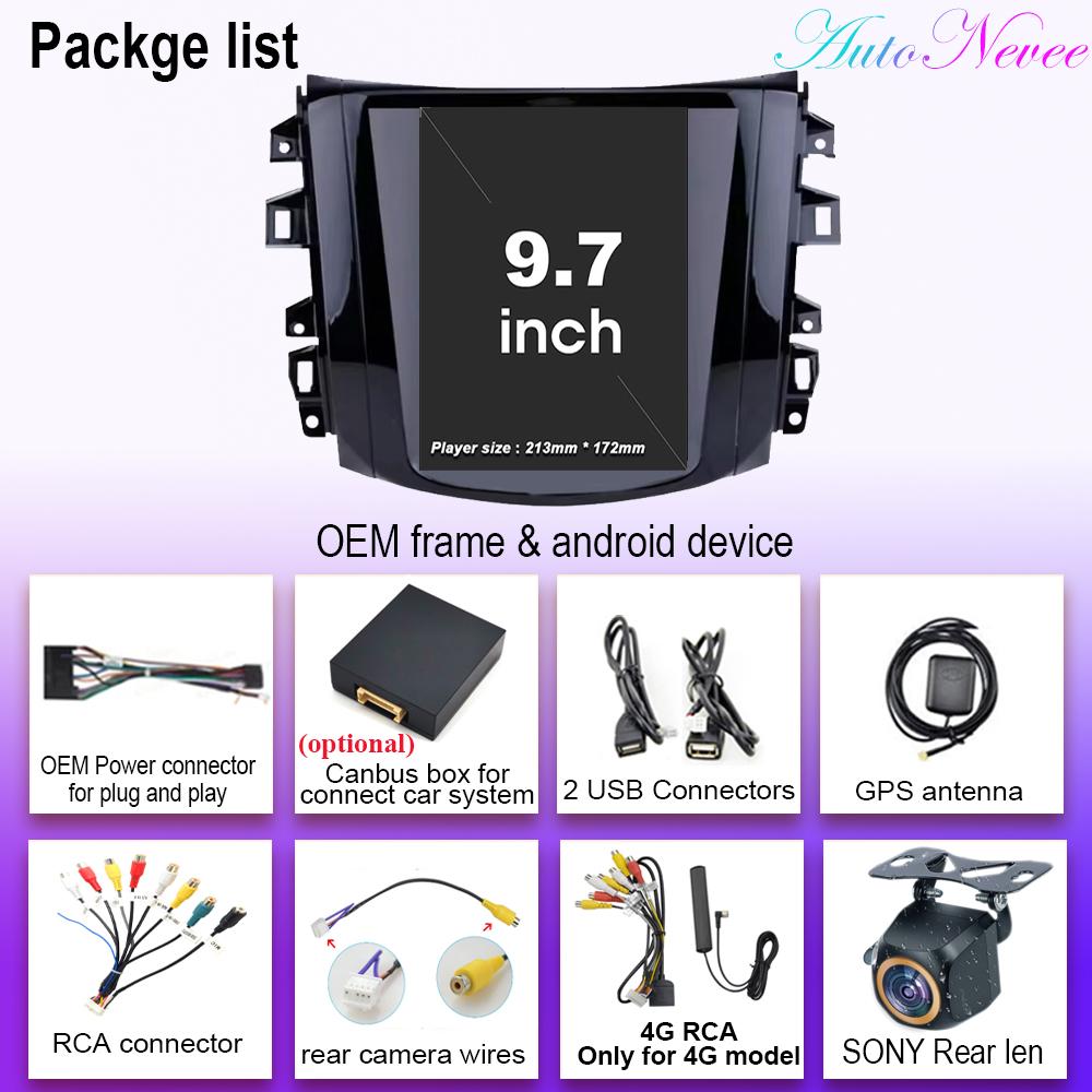 9.7 Inch Android 14 For Nissan Navara Terra Frontier NP300 2018 -2020 Tesla Style Screen Carplay Multimedia Auto Radio Stereo