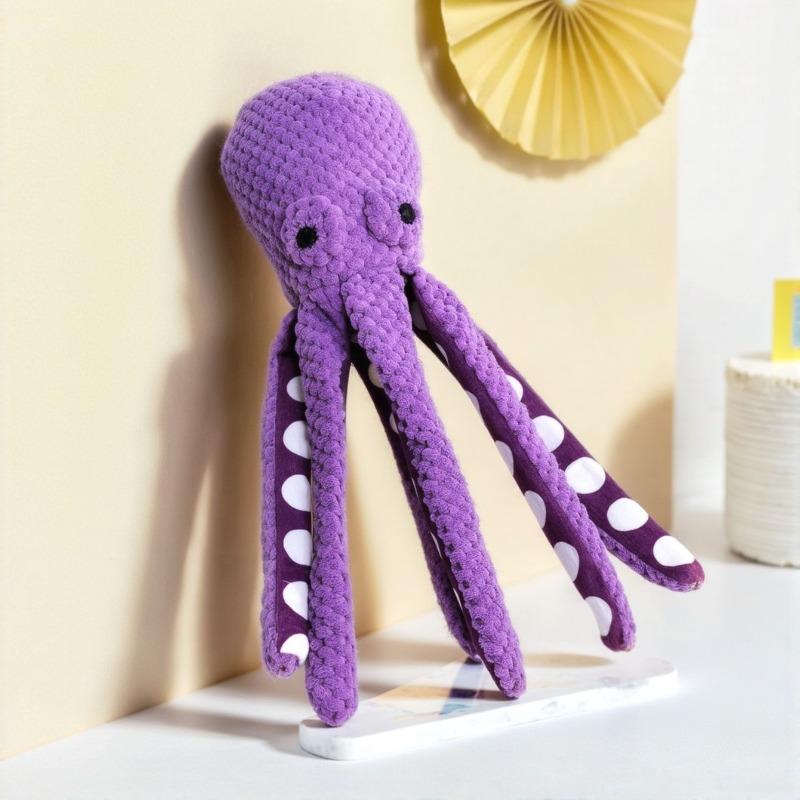 

Furry Octopus Dog Toy - Eight-legged Creature That Makes Sounds, Is Durable and Chewable, Suitable for Teething, A Cartoon Pet Interactive Toy фіолетовий