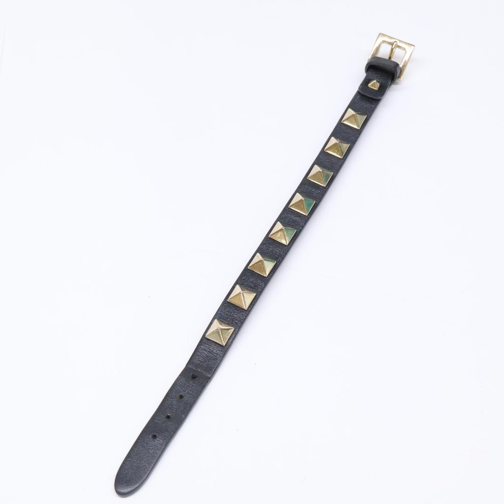 Valentino Garavani Rock Studs Leather Bracelet Black / goldUsed