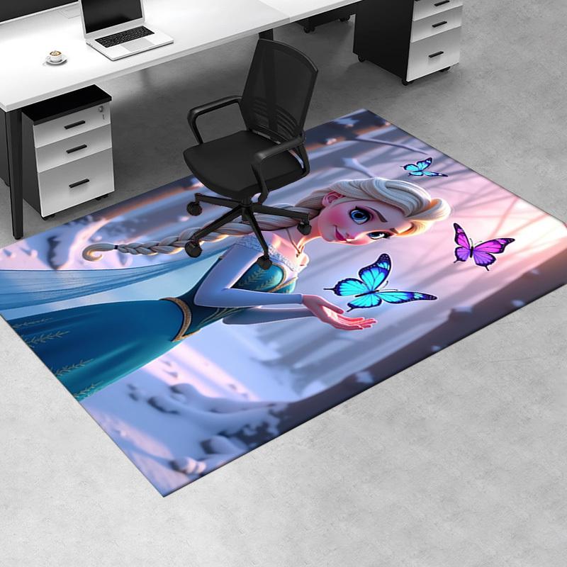 3D Printed Elsa,Butterflies,Winter Forest Anti-Slip Rug - Machine Washable Office Rug for Living Room, Bedroom, Office - Multiple Sizes