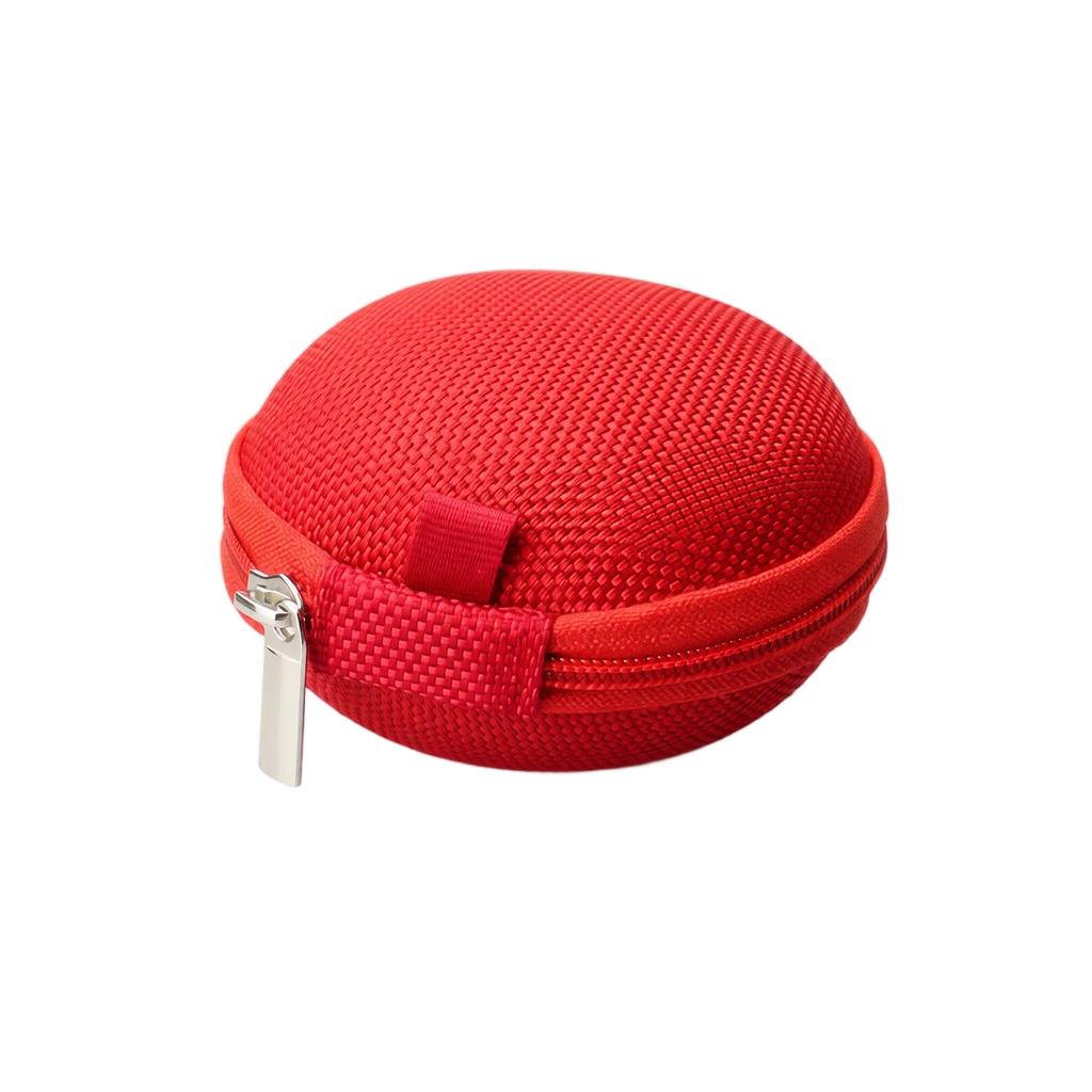 Compact Round EVA Hard Shell Case Small Storage Organizer for Earplugs Data Cables and Small Accessories Portable Zipper Closure