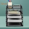 File Rack 3/4 Layers Hollow Mesh Stable Structure Removable Large Capacity Notebook Book Decktop Organizer Paper Letter Stoarge Tray Office Workspace