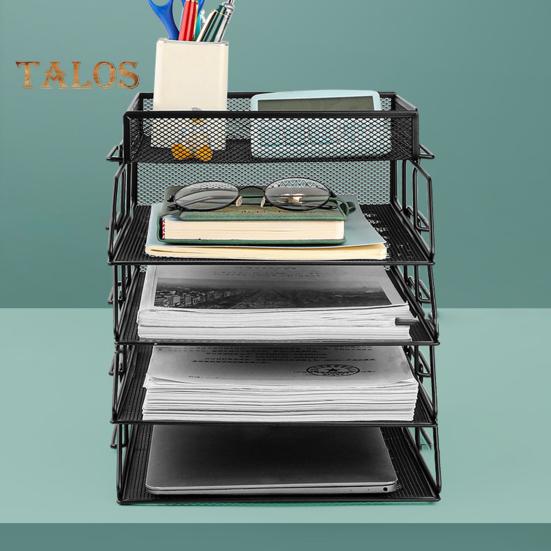 File Rack 3/4 Layers Hollow Mesh Stable Structure Removable Large Capacity Notebook Book Decktop Organizer Paper Letter Stoarge Tray Office Workspace