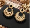 Retro Indian Alloy Rice Bead Tassel Earrings with Scenic Design