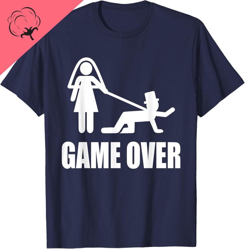 New Style Pure Cotton Unisex Women Tshirt Funny Getting Married Game Over Wedding Gag Team Groom TShirts