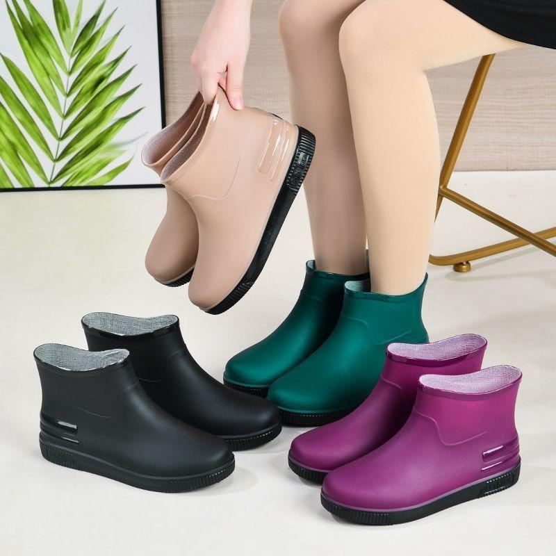 Send Insoles, Fashion Rain Boots, Women's Low-cut Waterproof Shoes, Plus Velvet Warm Rain Boots, Non-slip Rubber Boots